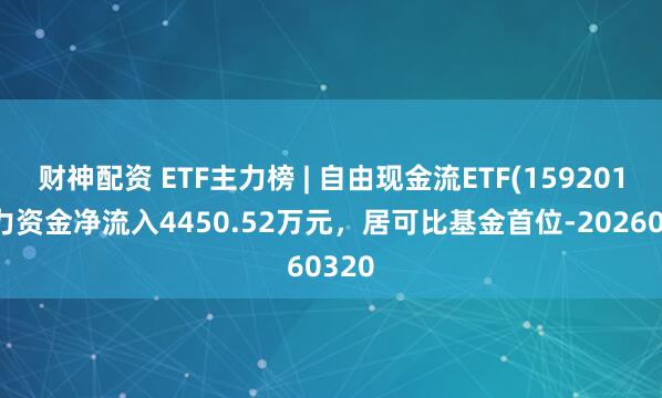 财神配资 ETF主力榜 | 自由现金流ETF(159201)主力资金净流入4450.52万元，居可比基金首位-20260320