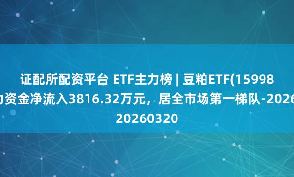 证配所配资平台 ETF主力榜 | 豆粕ETF(159985)主力资金净流入3816.32万元，居全市场第一梯队-20260320